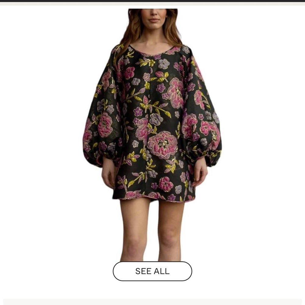 Adrienne Pink and Black Floral Dress